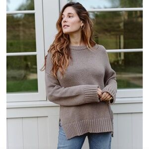 Jenni Kayne Boyfriend Crewneck Sweater in Taupe